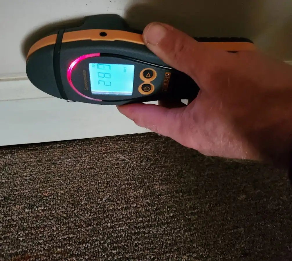 Moisture detection at baseboard during Burst Pipe Cleanup in Payson